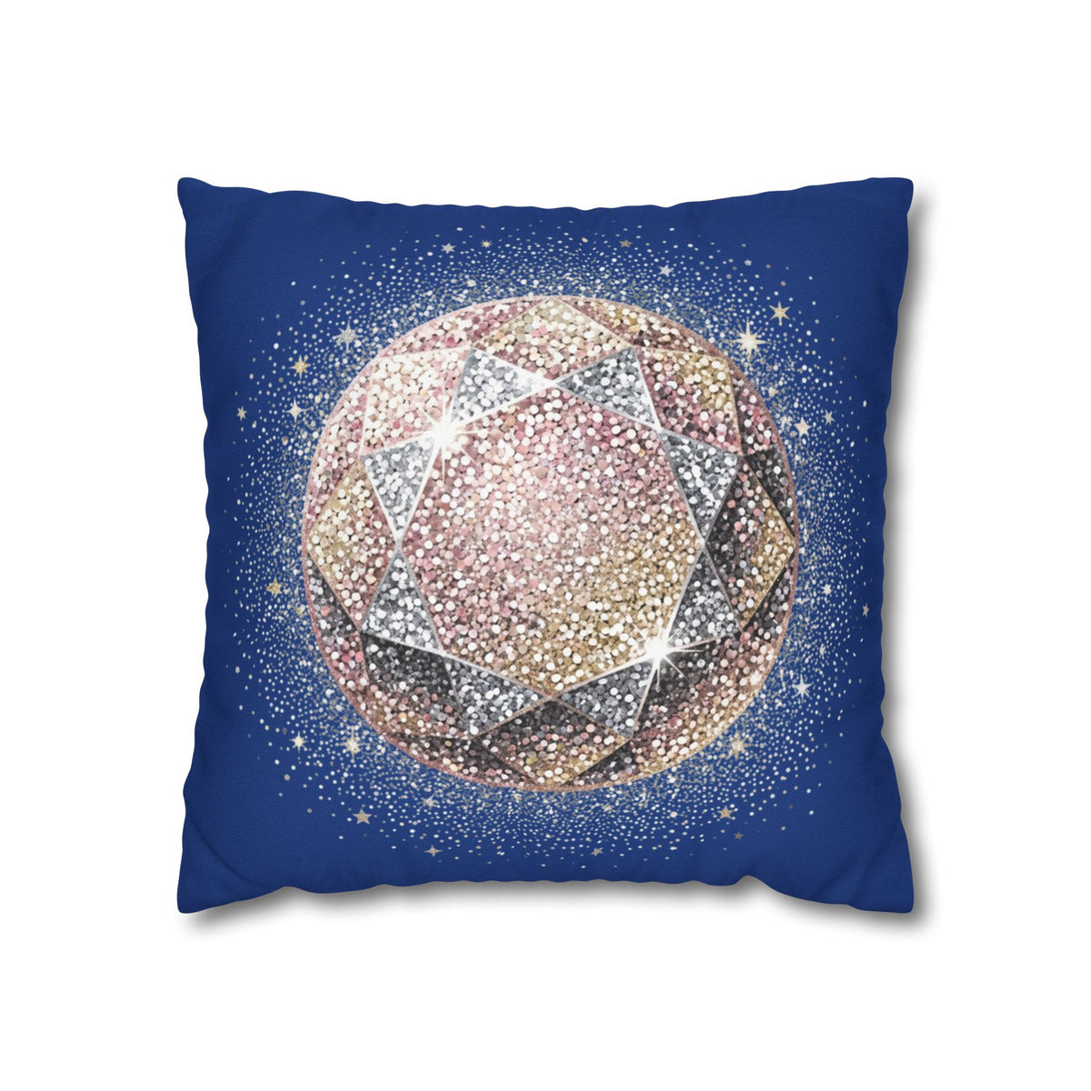 Glittery Navy Spun Polyester Square Pillowcase