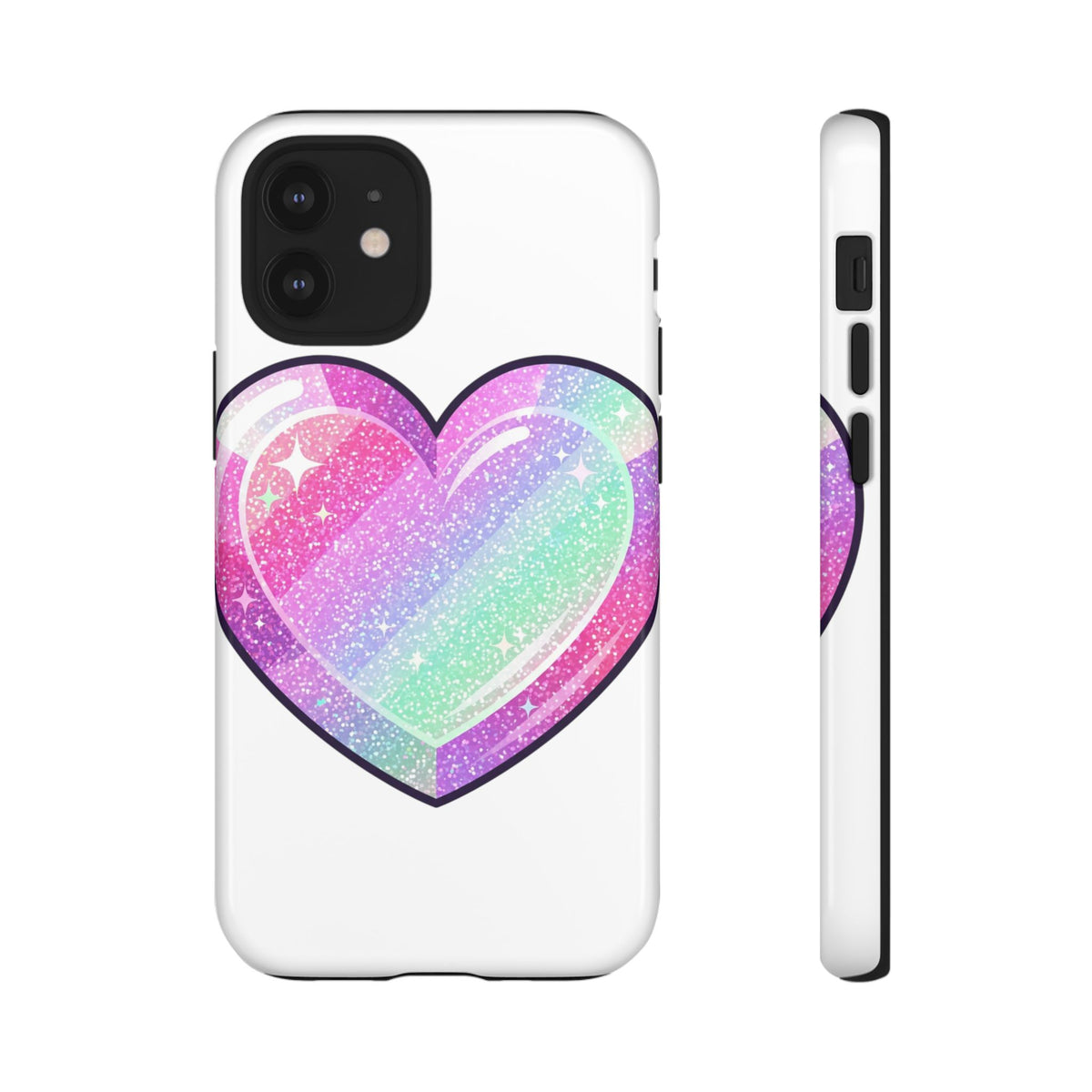 Pastel Glitter Heart Tough Phone Case — Cute Protective Phone Cover