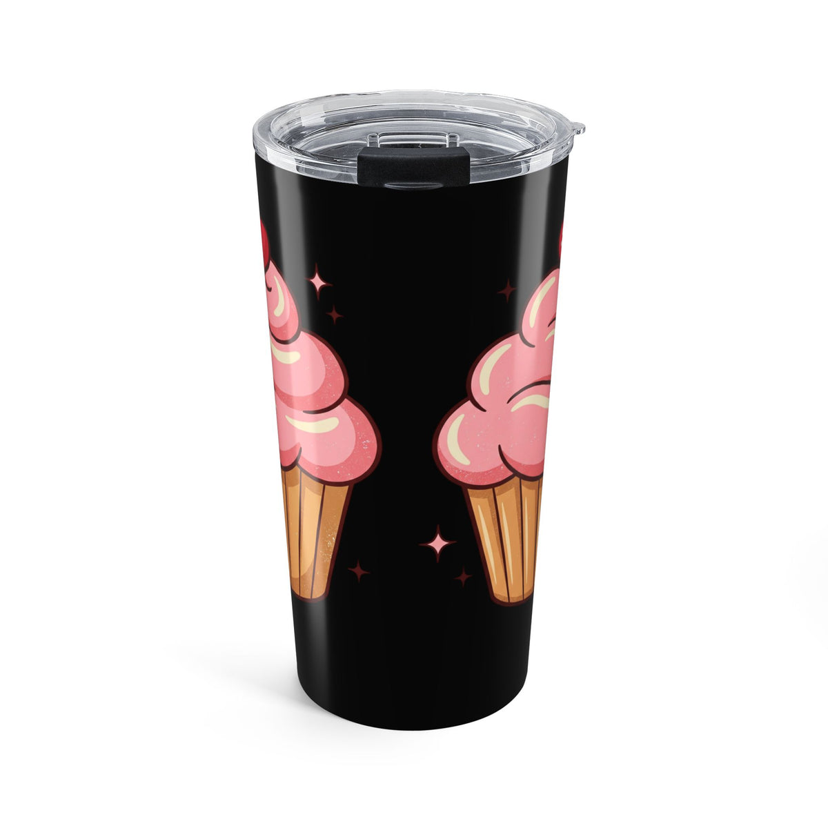 Pink Cupcake Tumbler 20oz- Black