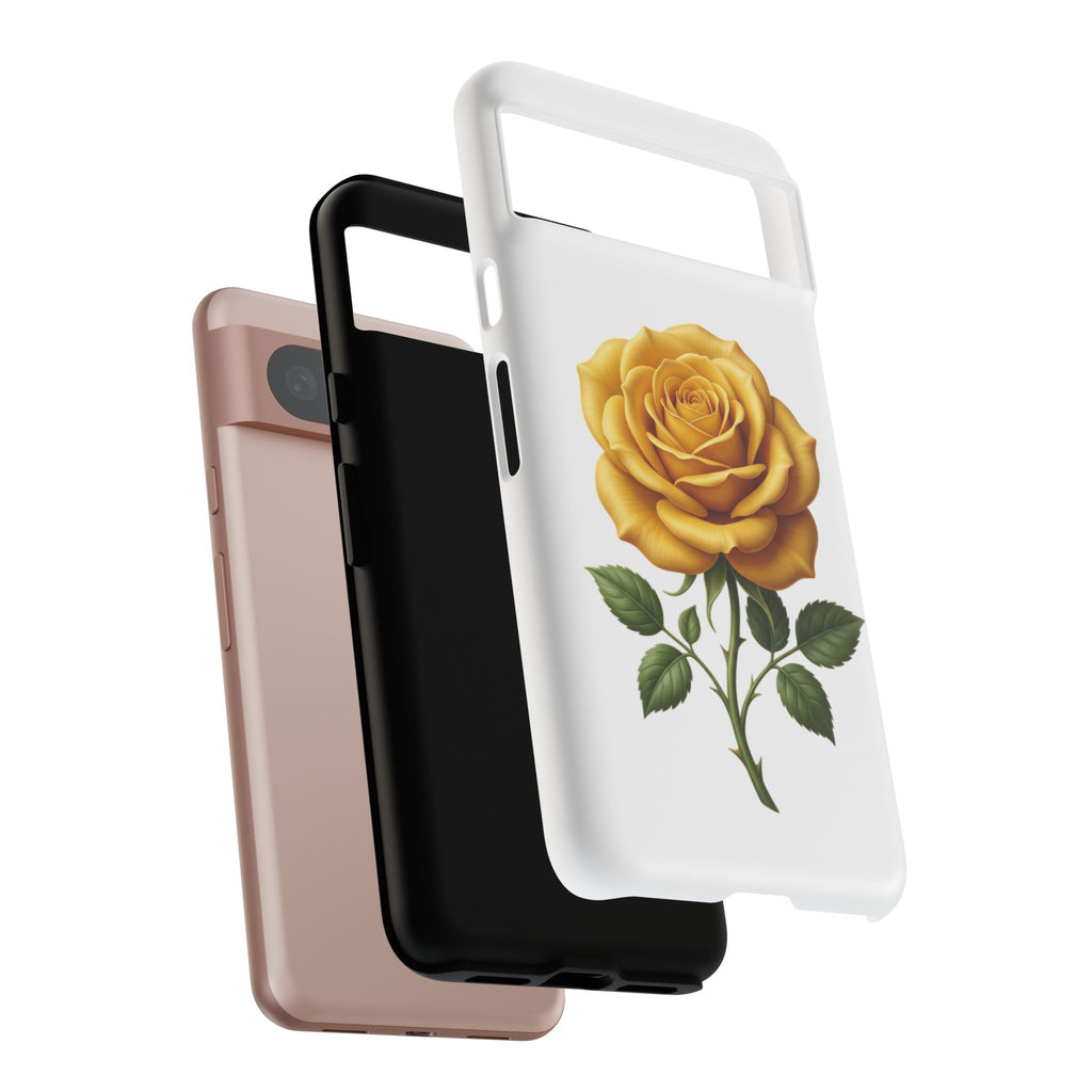 Yellow Rose Phone Case — Vintage Floral Tough Protective Cover