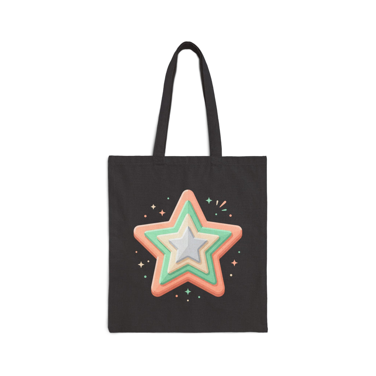 Star Design Cotton Canvas Tote Bag