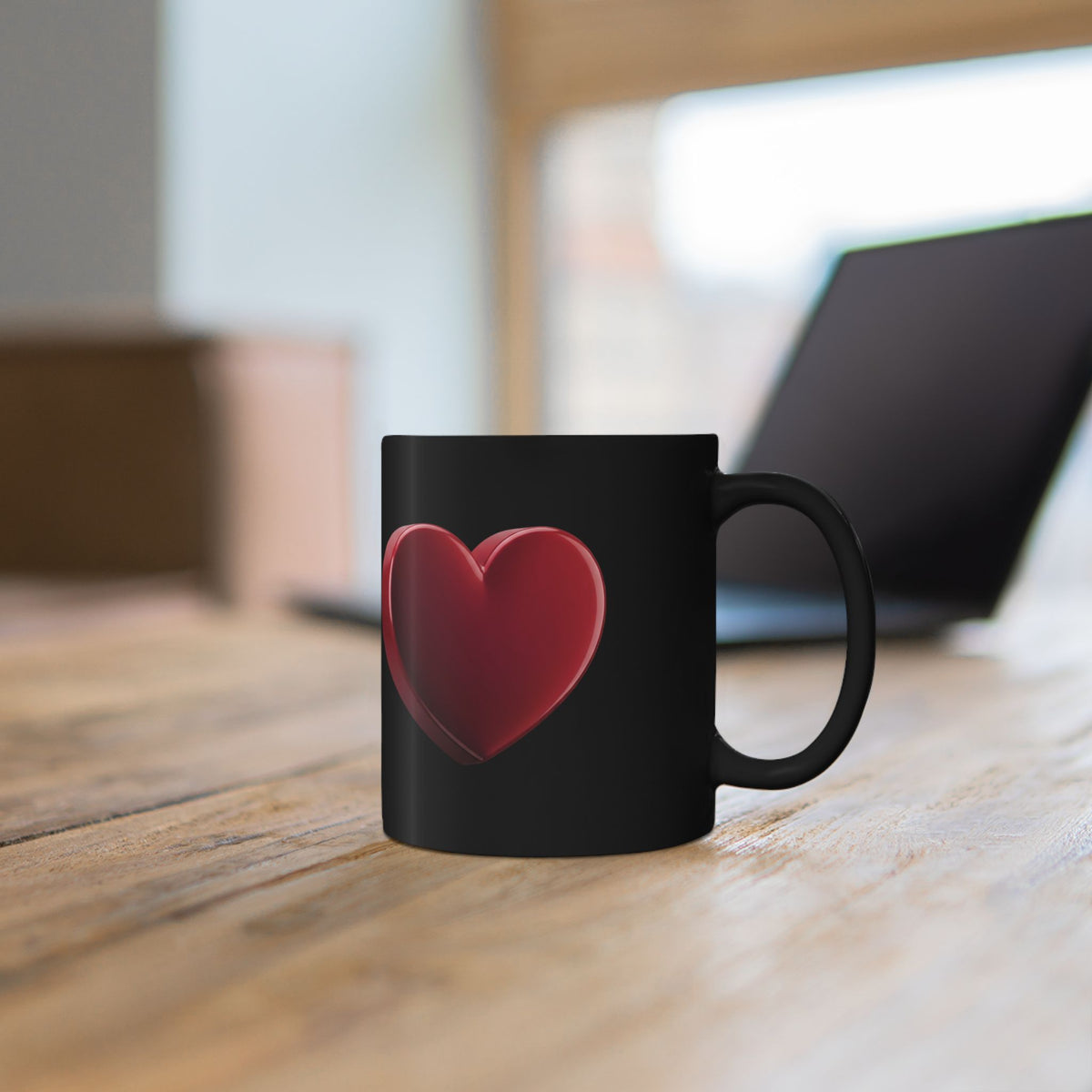 Red Heart Black Coffee Mug — Romantic Valentine’s Day Gift (11oz & 15oz)