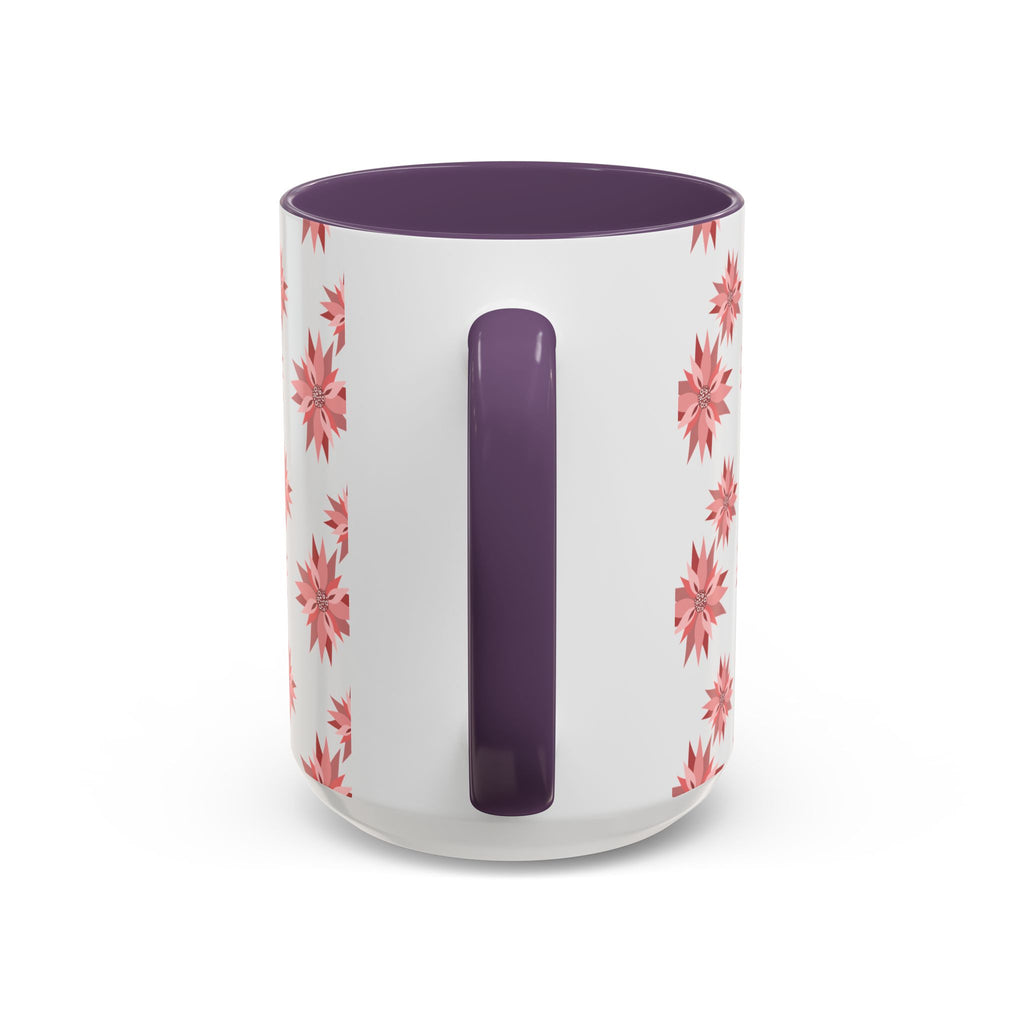 Pink Geometric Floral Accent Coffee Mug — 11/15oz