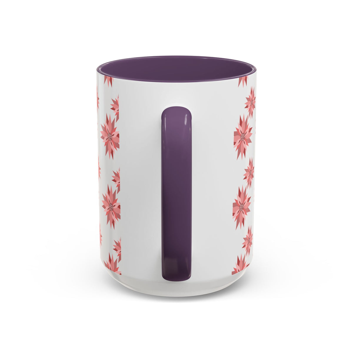 Pink Geometric Floral Accent Coffee Mug — 11/15oz