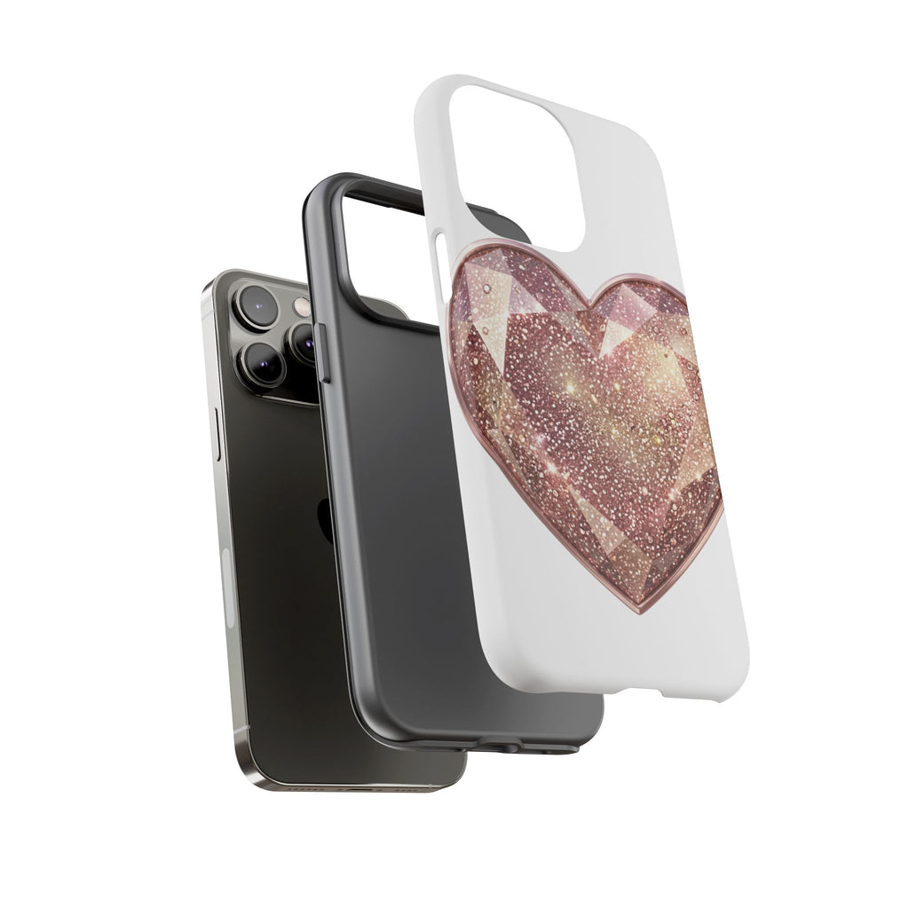 Rose Gold Glitter Crystal Heart Phone Case