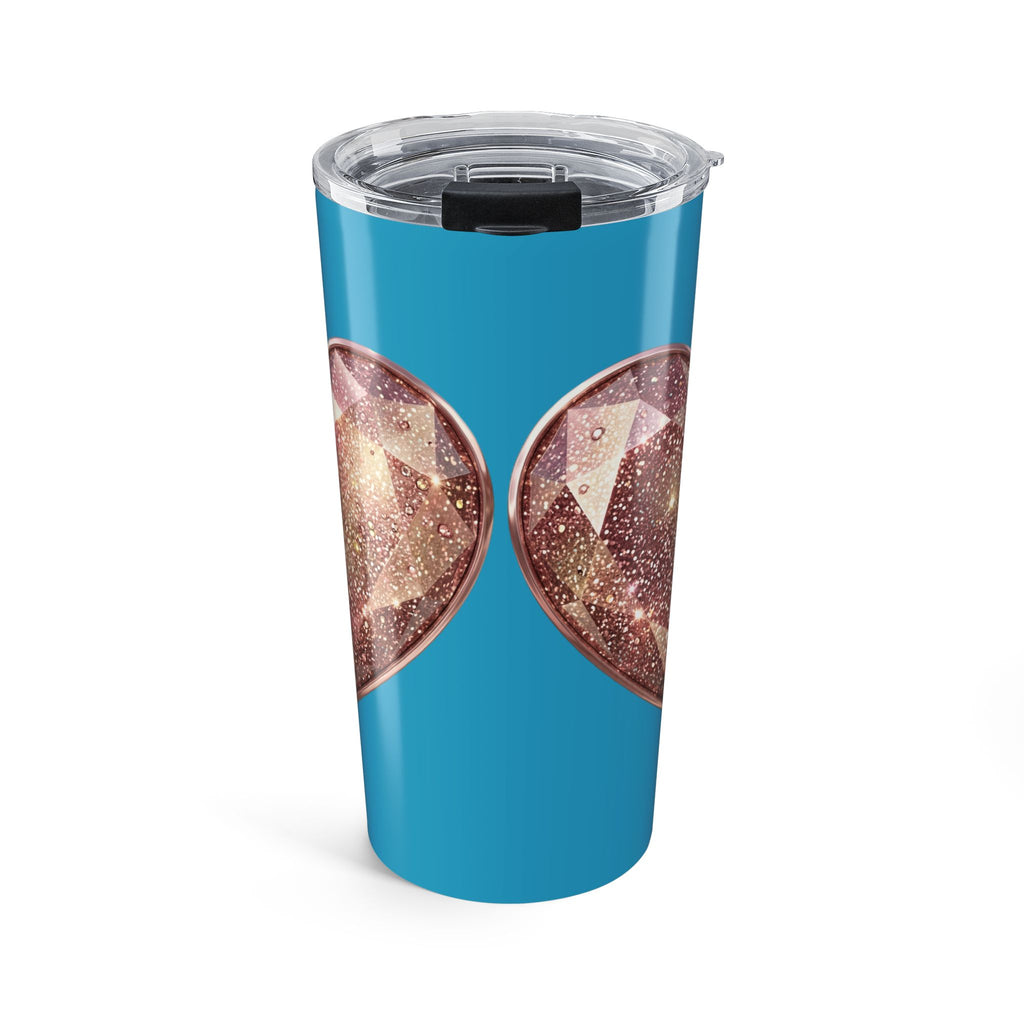 20oz Cosmic Gem Tumbler — Blue Glitter Compass Travel Mug- Turquoise