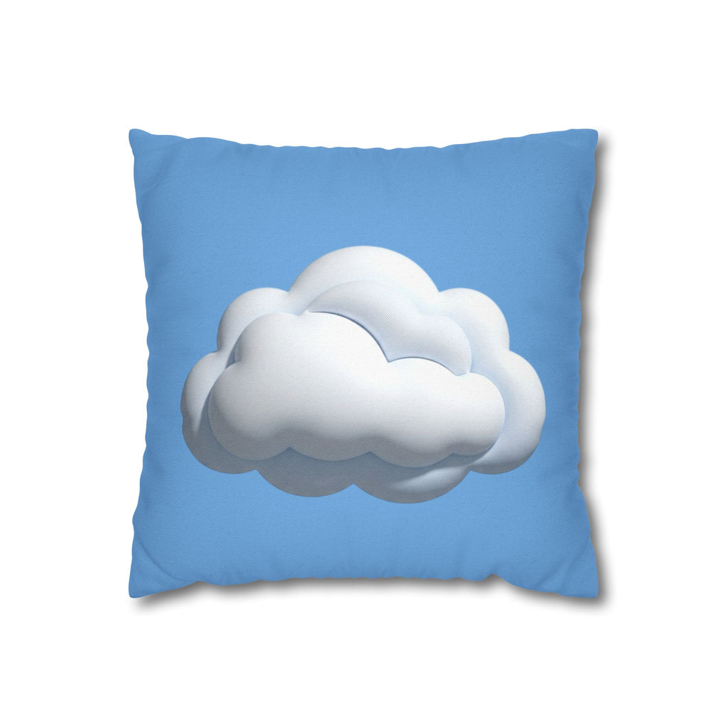 Cloud Print Square Pillowcase — Soft Light Blue Decorative Throw Pillow Cover