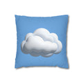 Cloud Print Square Pillowcase — Soft Light Blue Decorative Throw Pillow Cover