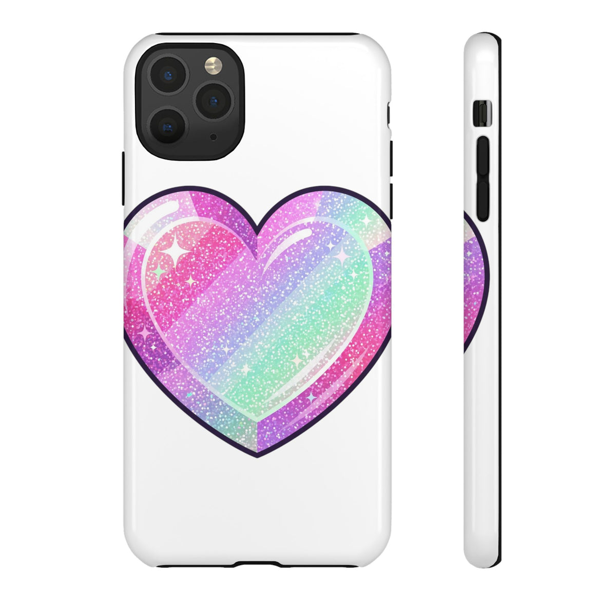 Pastel Glitter Heart Tough Phone Case — Cute Protective Phone Cover