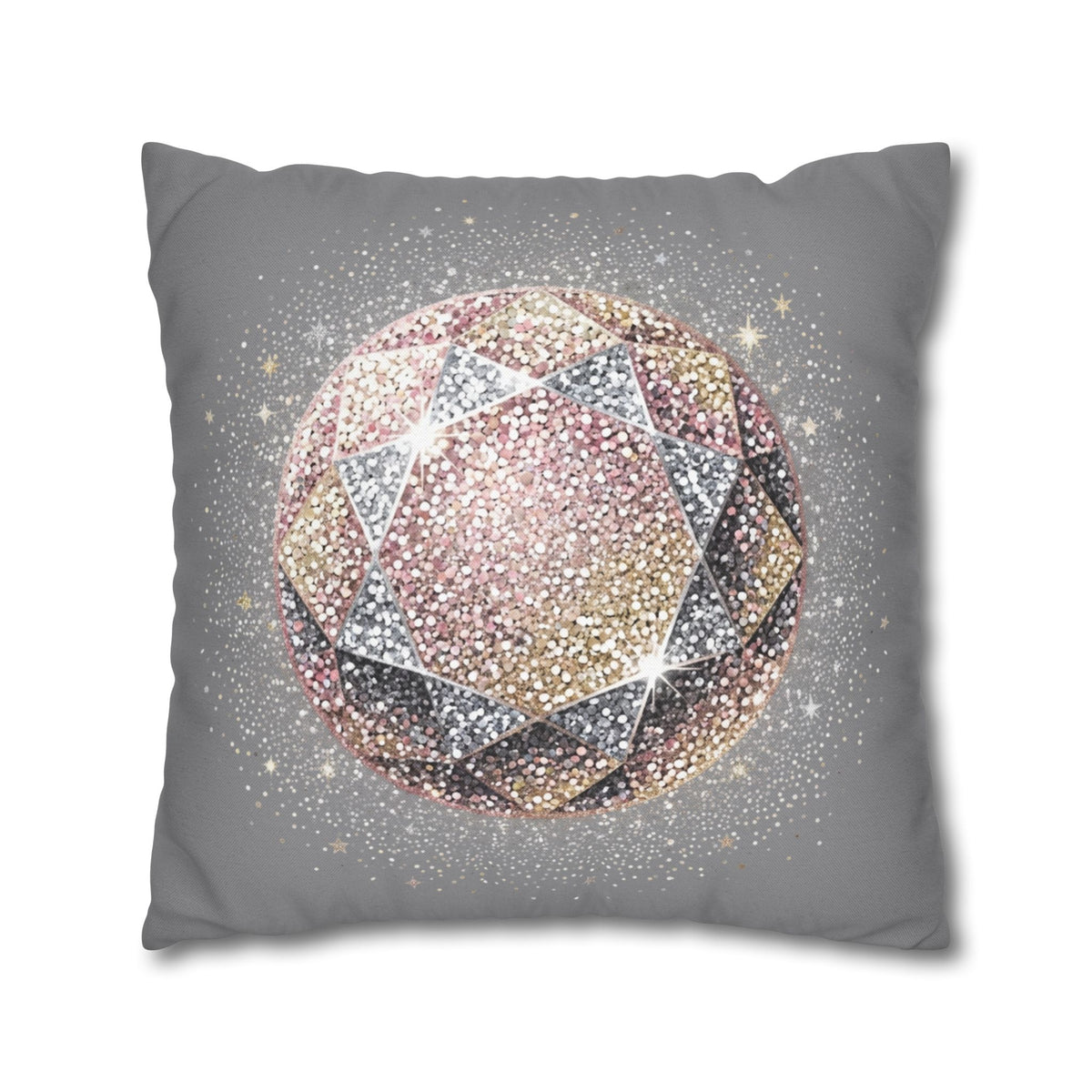 Glittery Grey Spun Polyester Square Pillowcase
