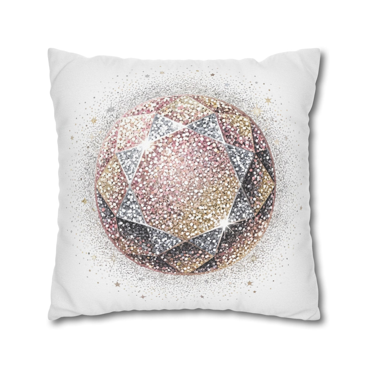 Glittery Spun Polyester Square Pillowcase- White