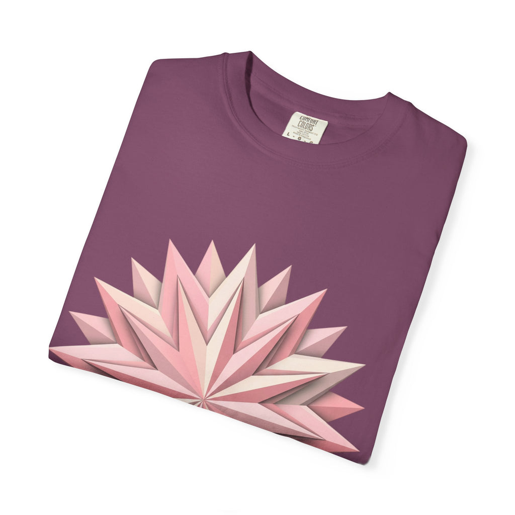 Geometric Rose Star T-Shirt — Pink 3D Origami Floral Tee