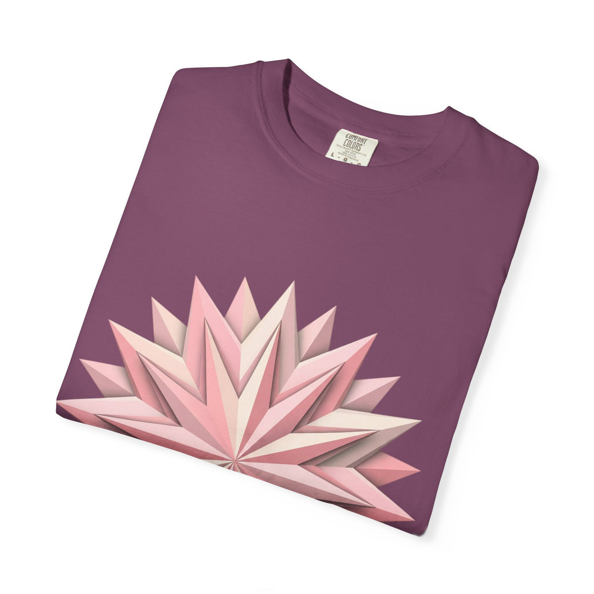 Geometric Rose Star T-Shirt — Pink 3D Origami Floral Tee