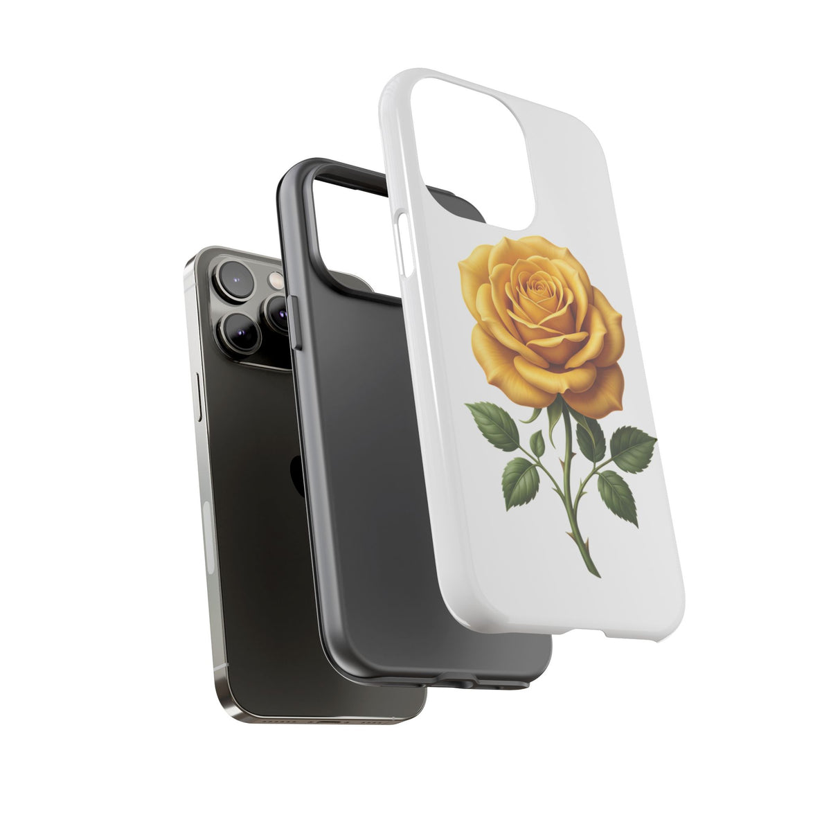 Yellow Rose Phone Case — Vintage Floral Tough Protective Cover