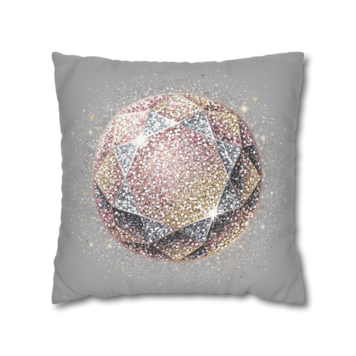 Glittery Light Grey Spun Polyester Square Pillowcase
