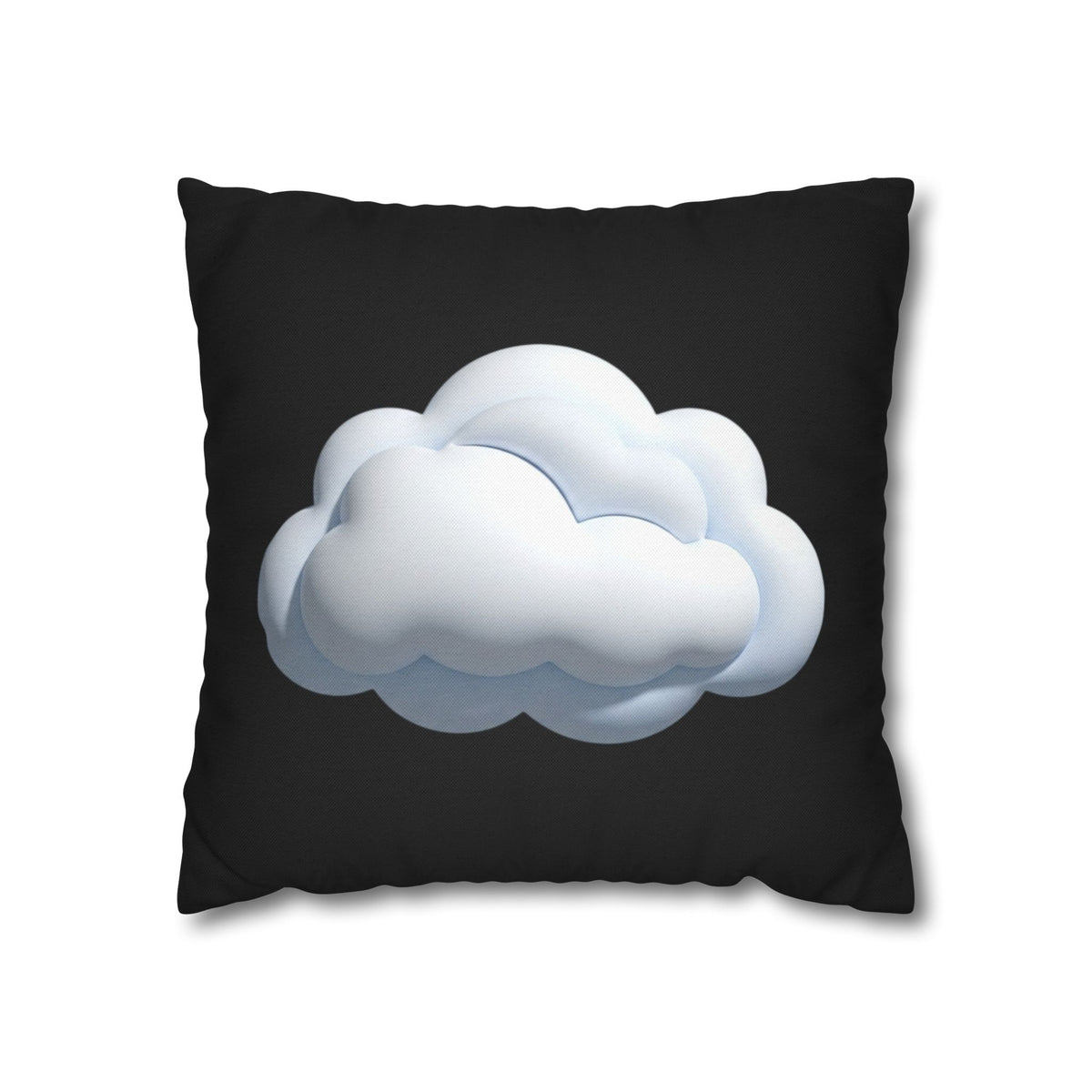 Cloud Graphic Black Pillowcase — Soft White Cloud on Black Decorative Pillow Cover