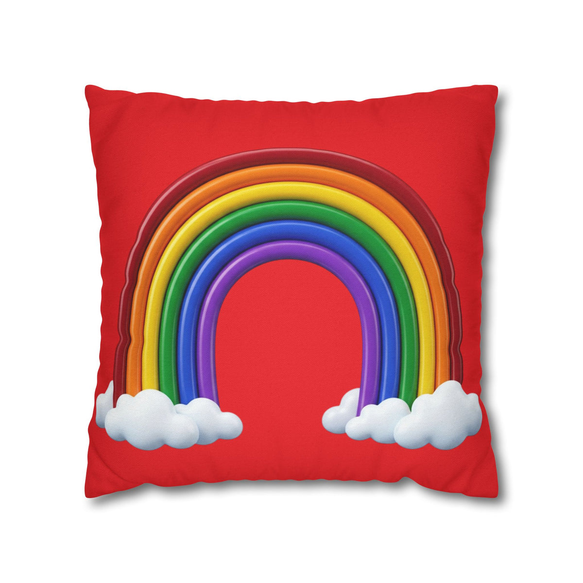 Rainbow Red Spun Polyester Square Pillowcase