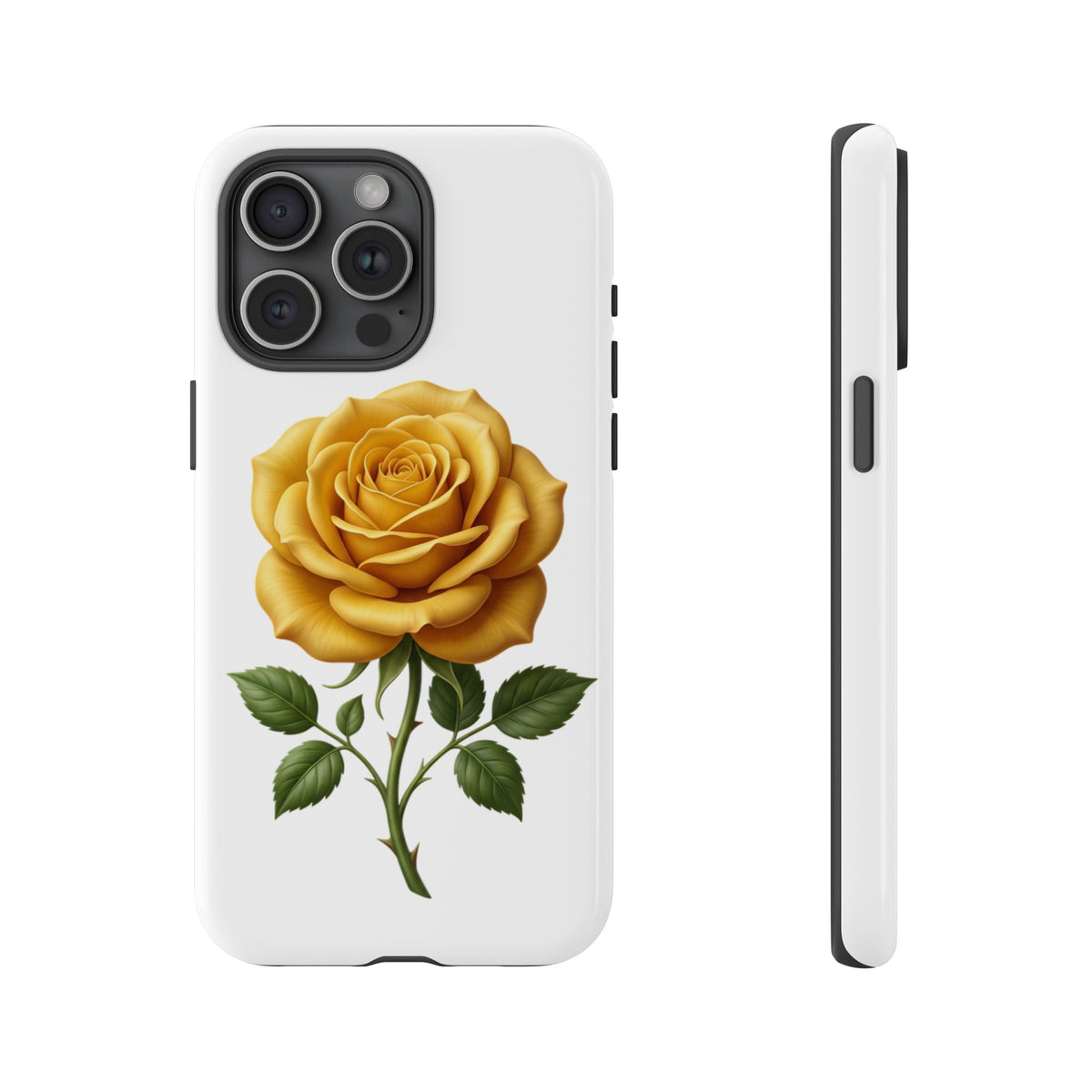Yellow Rose Phone Case — Vintage Floral Tough Protective Cover