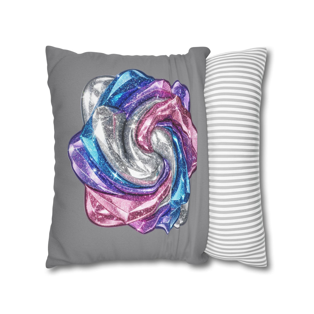 3D Glitter Design Grey Spun Polyester Square Pillowcase