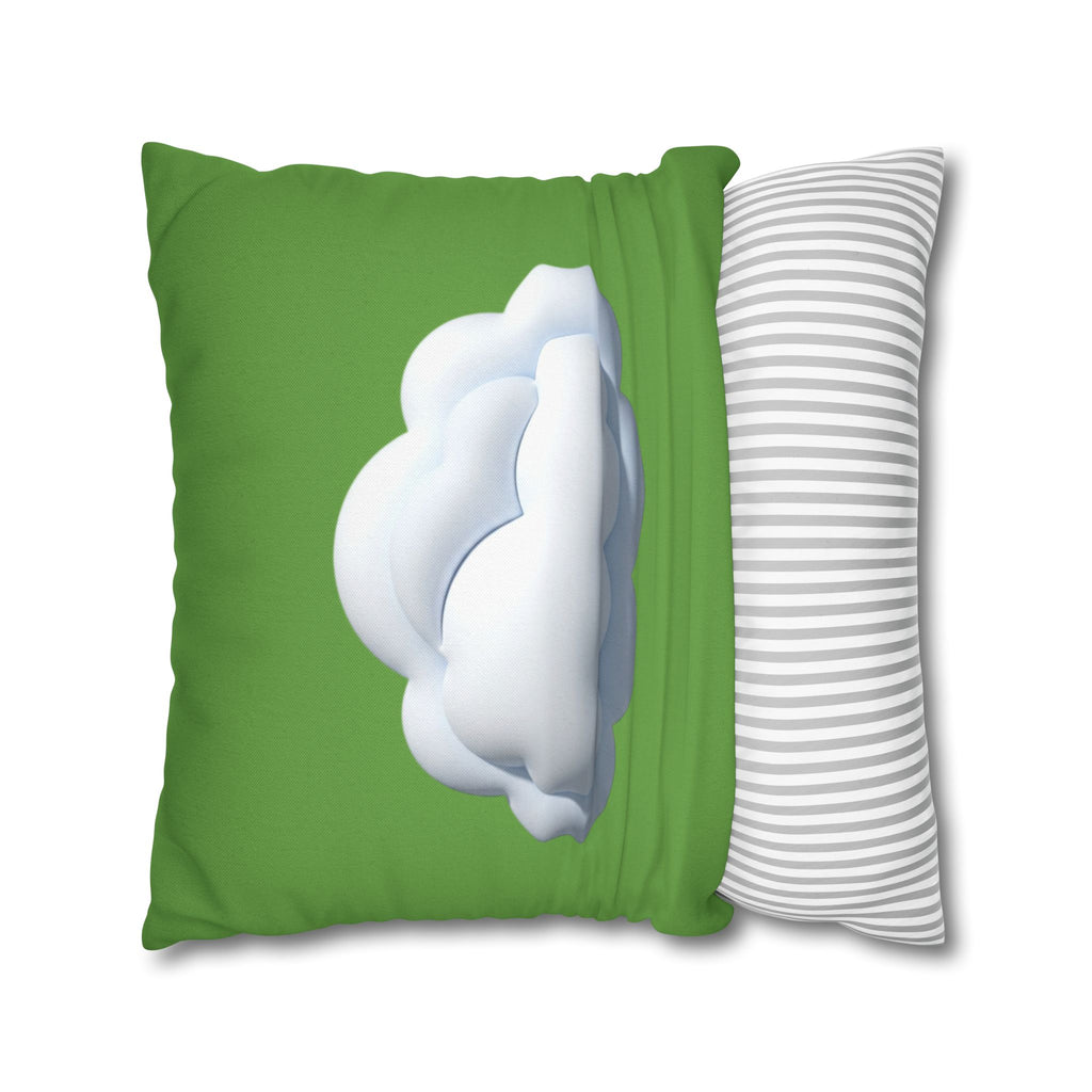 Green Cloud Decorative Pillowcase — Soft White Cloud Accent Cushion Cover