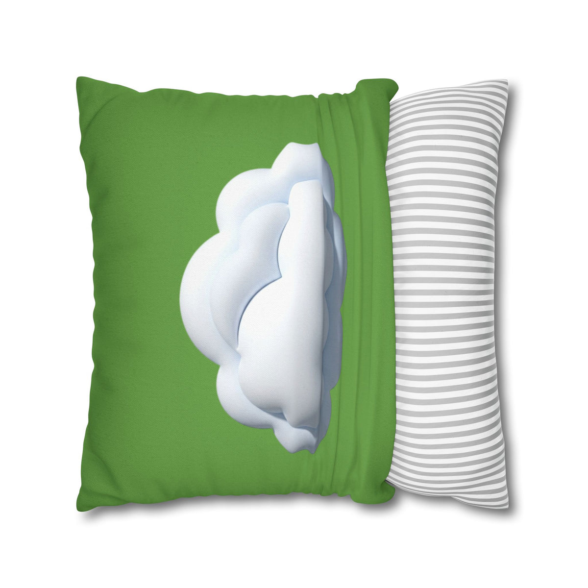 Green Cloud Decorative Pillowcase — Soft White Cloud Accent Cushion Cover