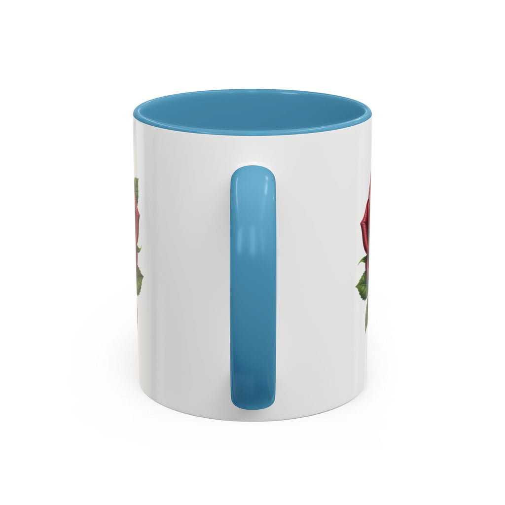 Red Rose Accent Coffee Mug — Floral Ceramic Coffee Cup (11/15oz)