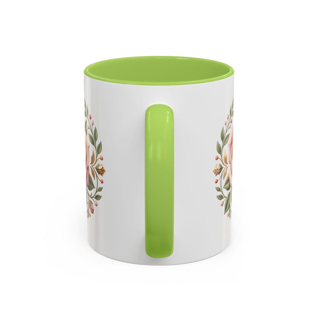Rose Wreath Accent Coffee Mug — Floral 11/15oz Tea & Coffee Cup