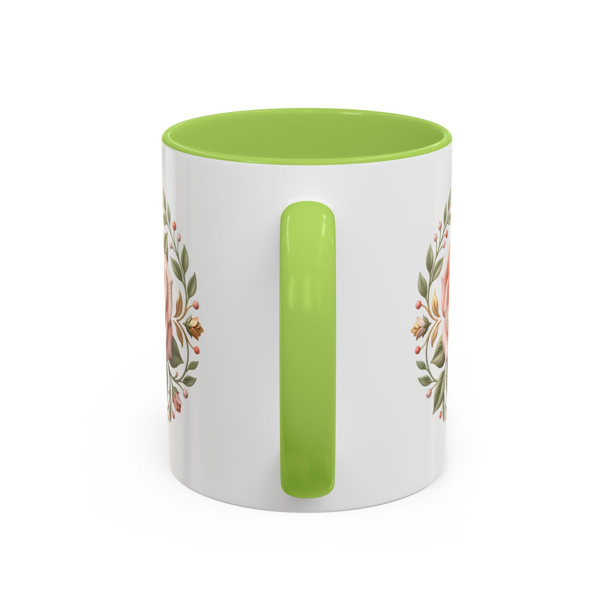 Rose Wreath Accent Coffee Mug — Floral 11/15oz Tea & Coffee Cup