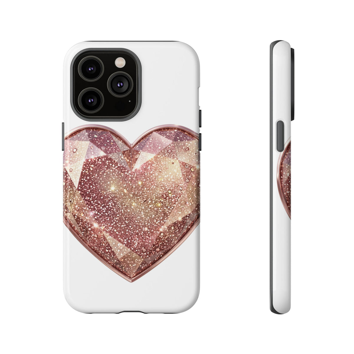 Rose Gold Glitter Crystal Heart Phone Case