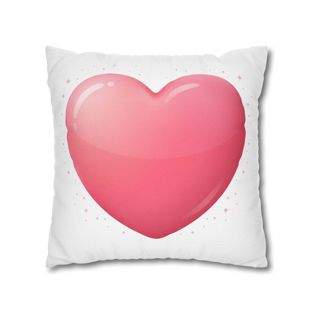 Pink Heart Spun Polyester Square Pillowcase