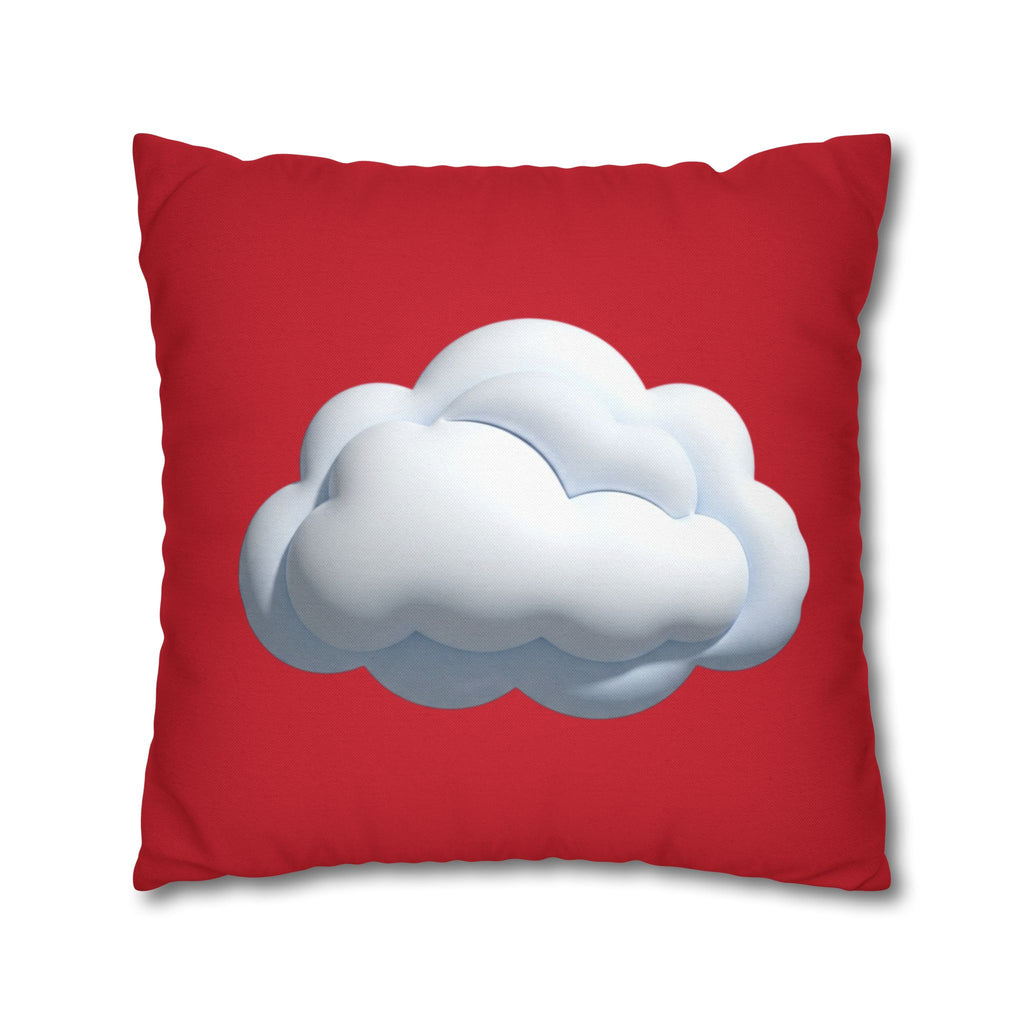 Cloud Graphic Dark Red Pillowcase — Cute White Cloud on Red Decorative Throw Pillow Cover