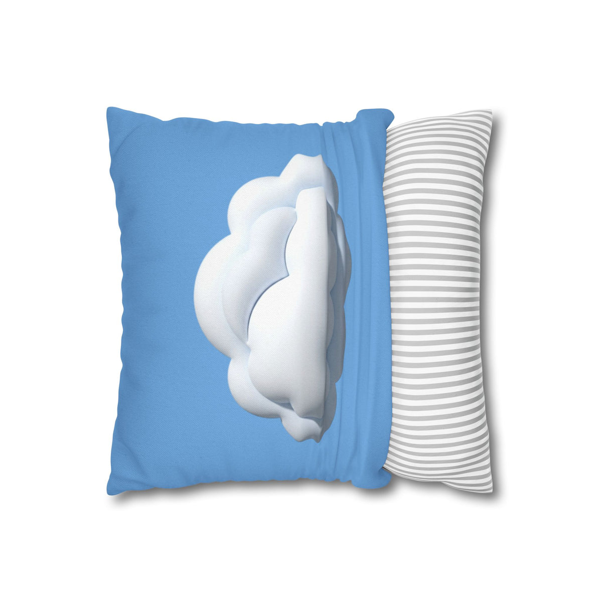 Cloud Print Square Pillowcase — Soft Light Blue Decorative Throw Pillow Cover