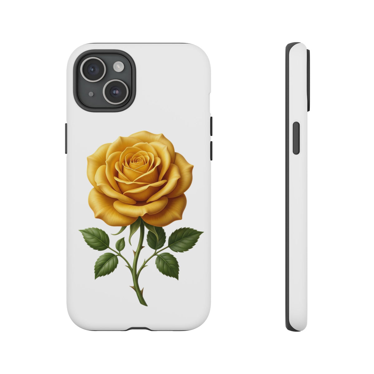 Yellow Rose Phone Case — Vintage Floral Tough Protective Cover