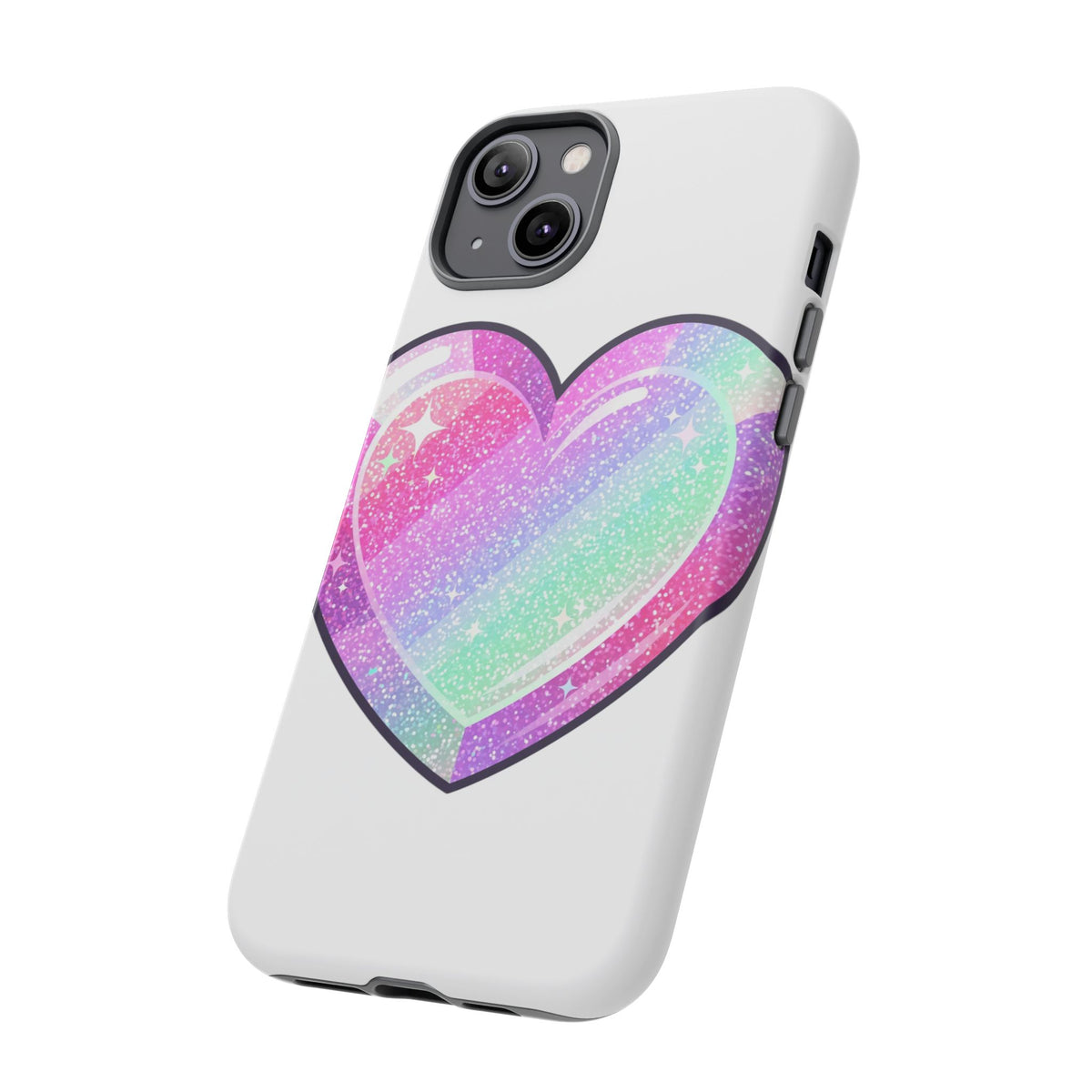 Pastel Glitter Heart Tough Phone Case — Cute Protective Phone Cover