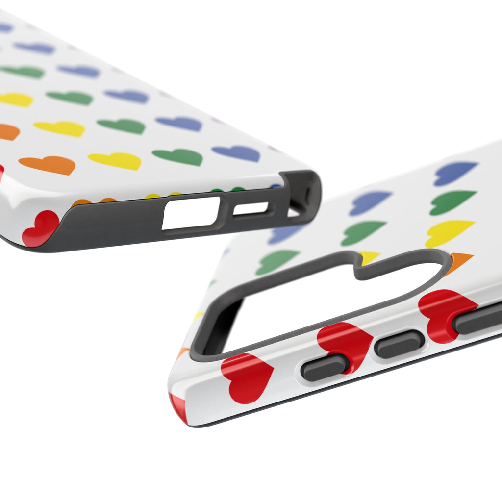 Rainbow Heart Tough Phone Case — Pride Pattern Protective Cover