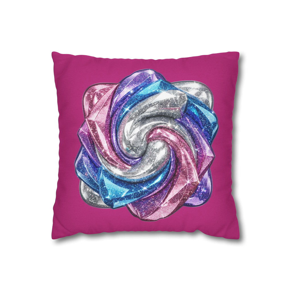 3D Glitter Design Magenta Spun Polyester Square Pillowcase
