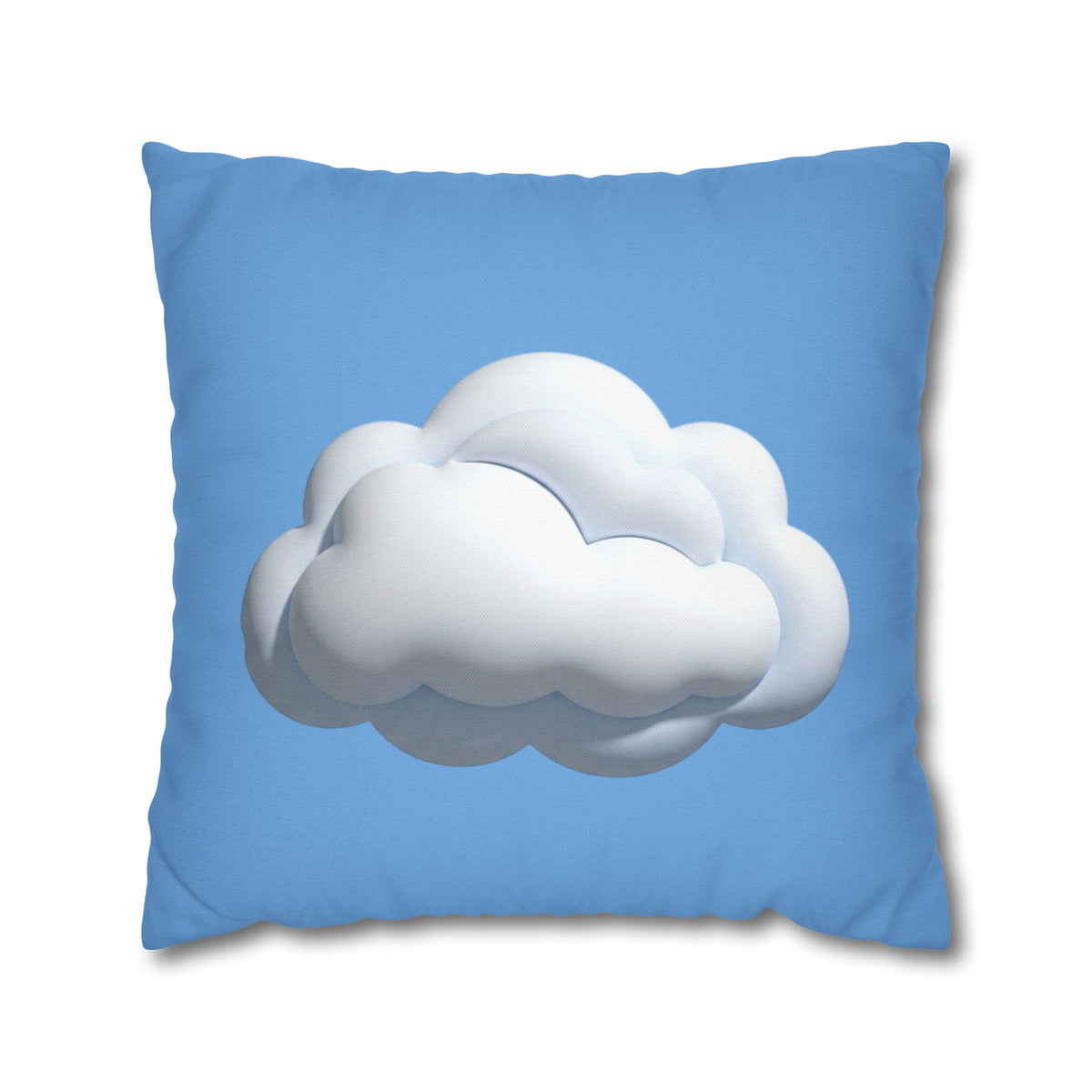 Cloud Print Square Pillowcase — Soft Light Blue Decorative Throw Pillow Cover