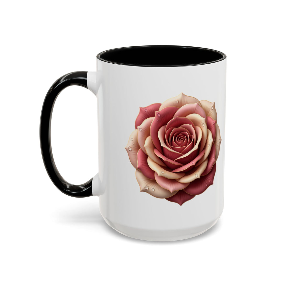 Rose Waterdrop Accent Coffee Mug — Floral 11/15oz