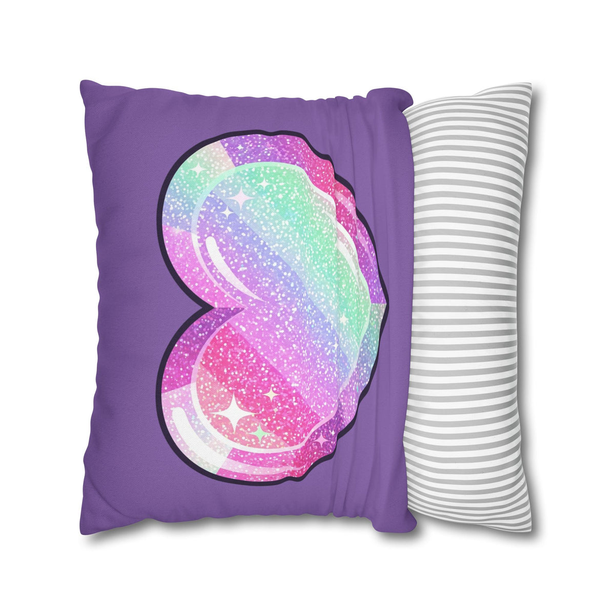 Pastel Glitter Heart Pillowcase Spun Polyester Square Pillowcase- Light Purple