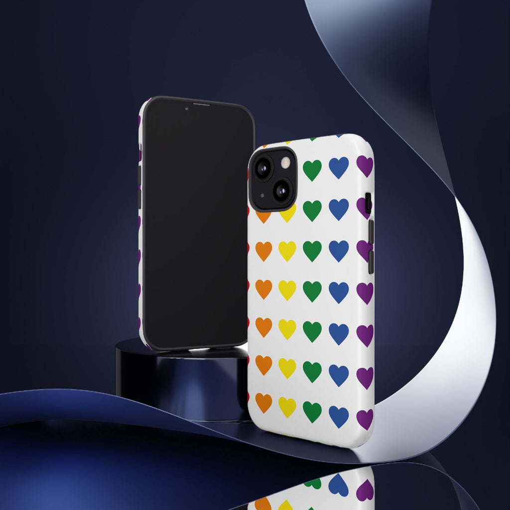 Rainbow Heart Tough Phone Case — Pride Pattern Protective Cover