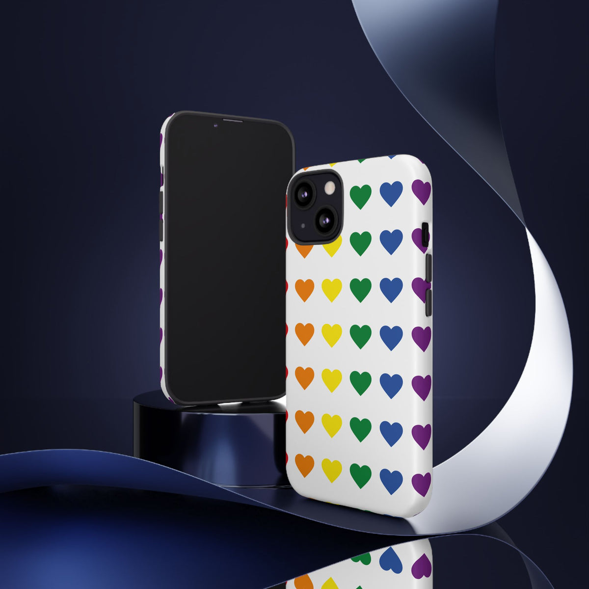 Rainbow Heart Tough Phone Case — Pride Pattern Protective Cover