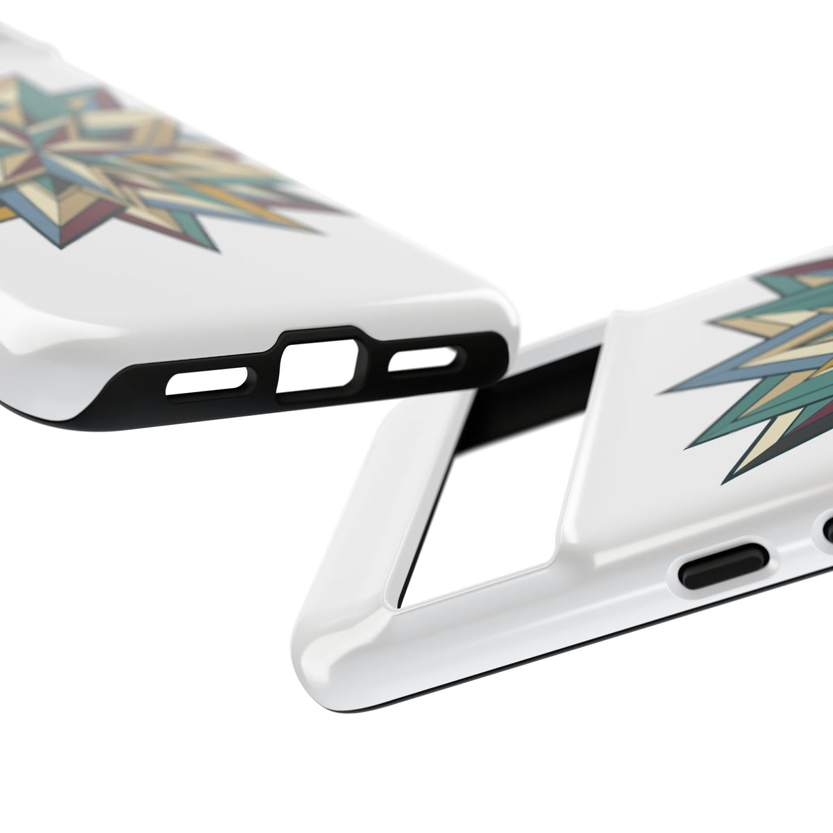Geometric Star Phone Case — Teal & Earthtone Mandala Design