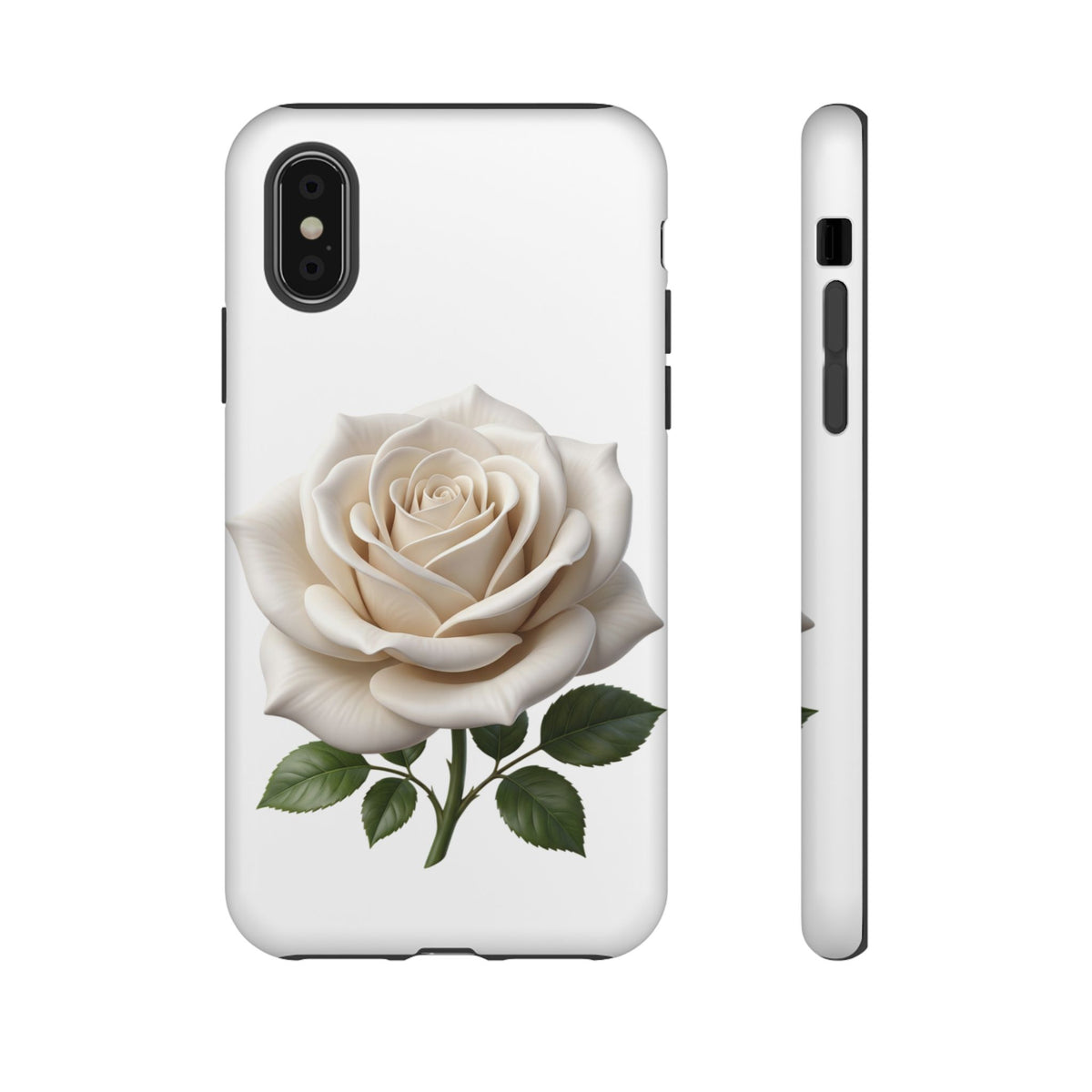 White Rose Tough Phone Case – Elegant Floral Protective Cover
