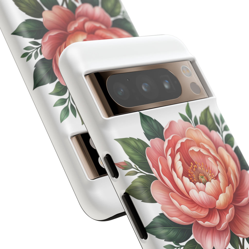 Floral Peony Tough Phone Case — Protective Botanical iPhone Cover