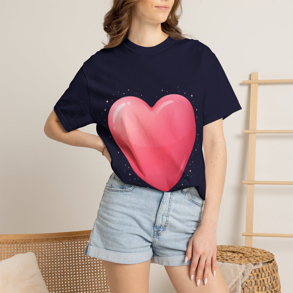 Pink Heart Unisex Garment-Dyed T-shirt