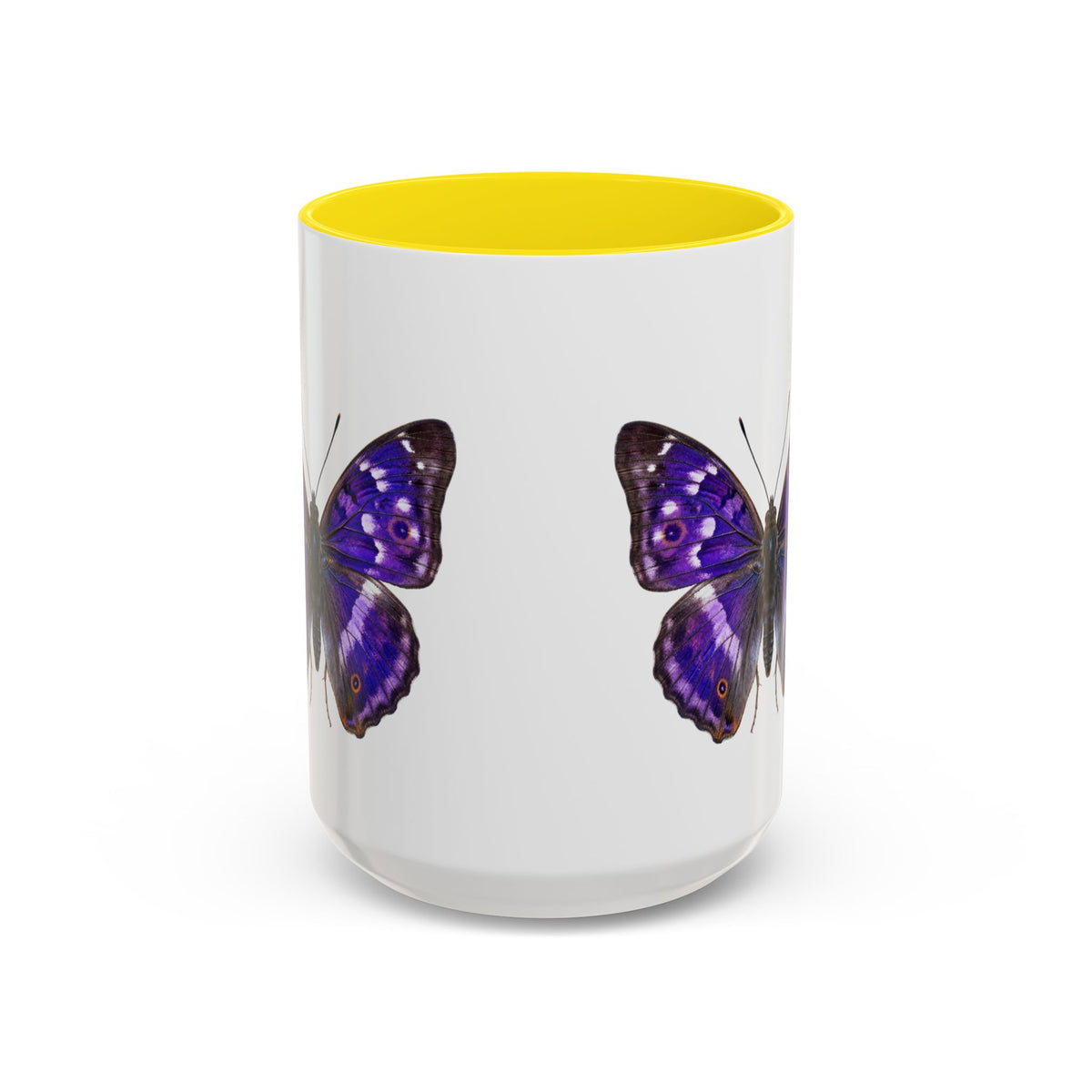 Purple Butterfly Accent Coffee Mug – Elegant Floral Butterfly Ceramic Cup