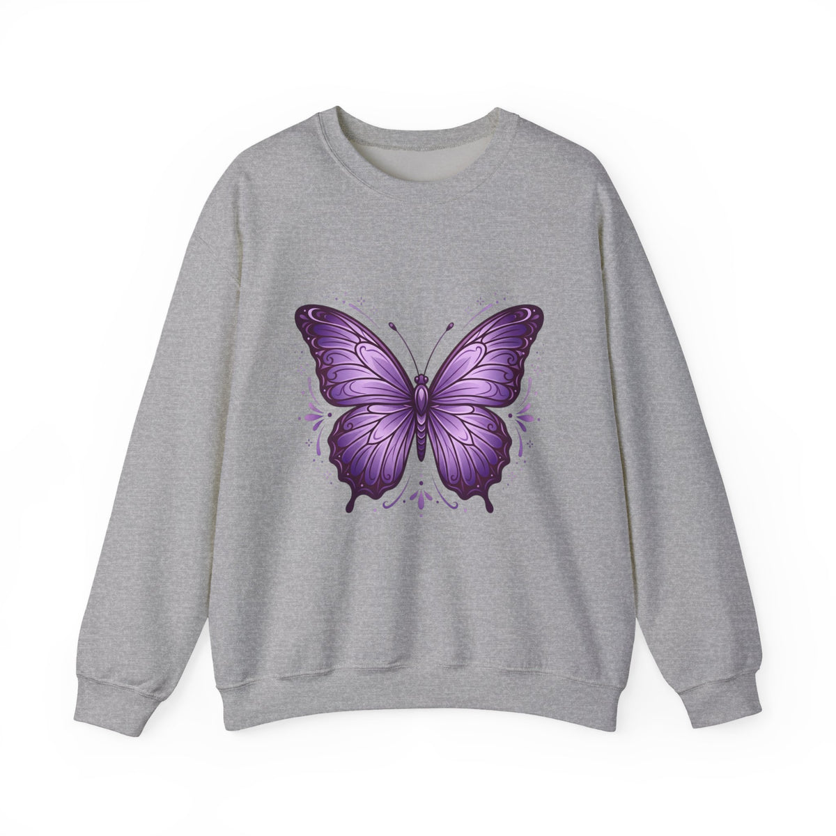 Purple Butterfly Crewneck Sweatshirt — Vibrant Graphic Butterfly Pullover