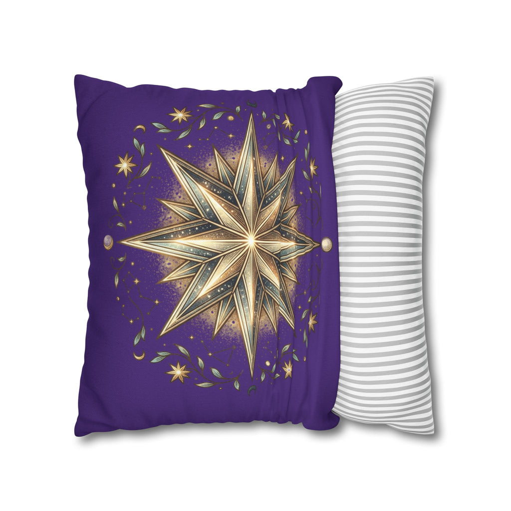 Star Print Dark Purple Spun Polyester Square Pillowcase