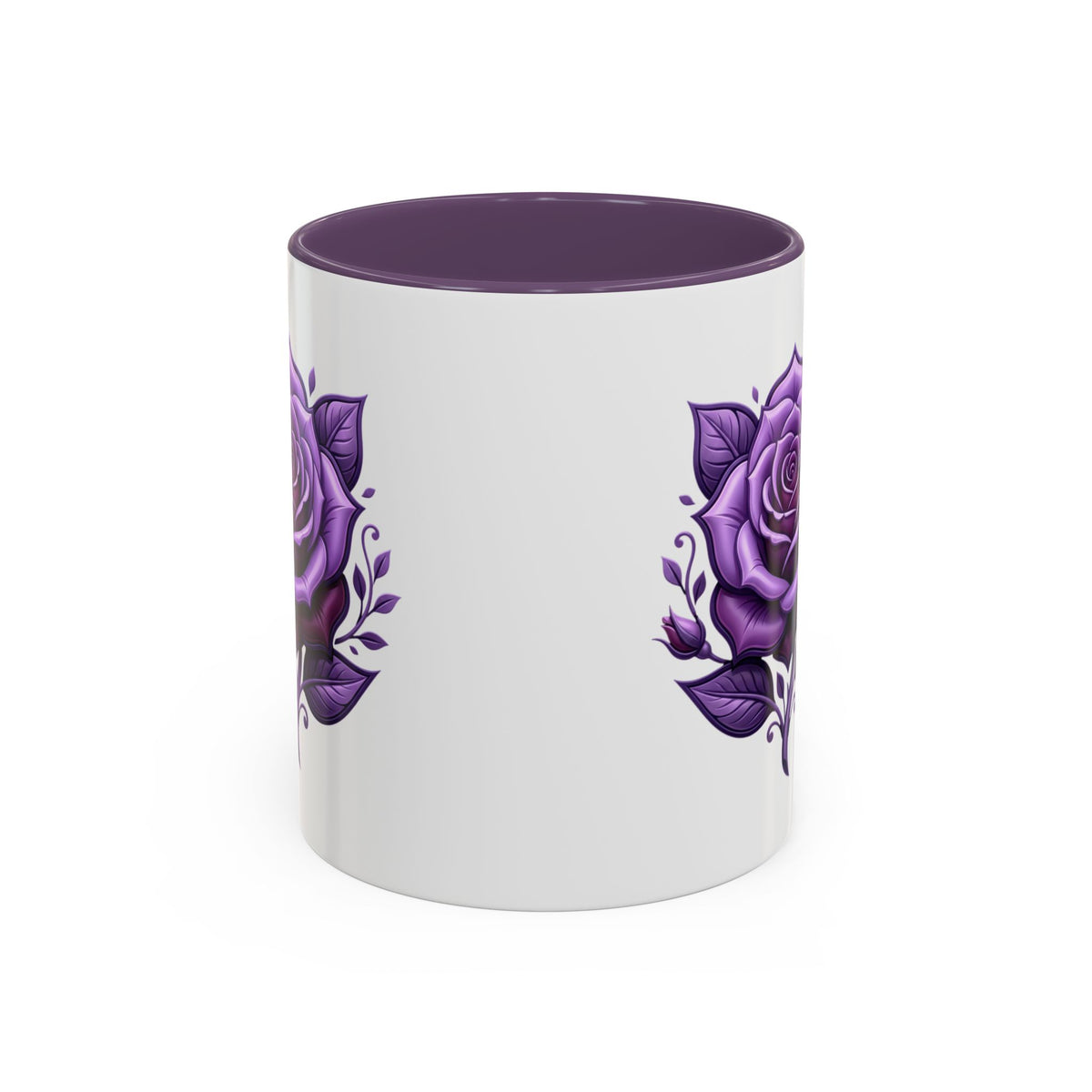 Purple Rose Accent Coffee Mug — Floral Gothic Tea Cup for Women & Gifts