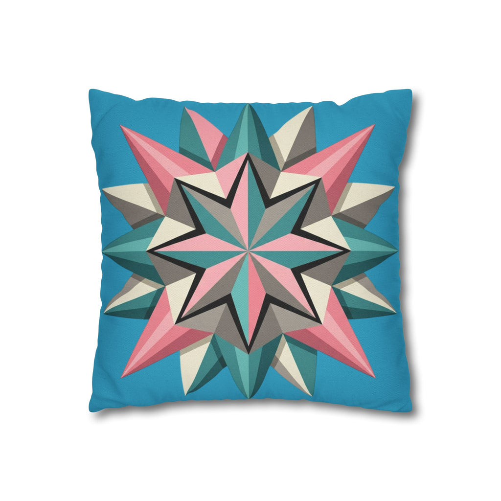 Geometric Starburst Decorative Pillowcase — Turquoise Pink Accent Cushion Cover